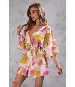 Geometric Print Deep-V Half Flare Sleeve Lace-Up Drawstring Mini Dress Resort Wholesale Dresses SDN533159 -OTIS Clothing Shop fc061e85 20b1 48d5 9442 62ac01d0e460 8438a21ba1fb2d57ae308cffc526d6d7