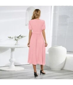 Temperament V-Neck Puff Sleeves Pleated Slim Solid Color Commuter Midi Dress Wholesale Dresses SDV464027 -OTIS Clothing Shop fd9763ca f233 4cde ac37 cda581c4c0fd 2811ccf0f8e57f68c2e91299e9471759