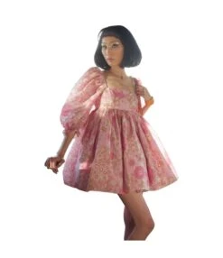 Pink Square Neck Puff Sleeve Princess Dress Beach Outfits Bubble Skirt Summer Wholesale Dresses SD204358 -OTIS Clothing Shop hotpink 6