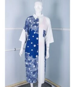 Stitching Print With Floral Shirt Cardigan Sunscreen Long Short-Sleeved Dress In 2 Way SD150031 -OTIS Clothing Shop sd150031 1